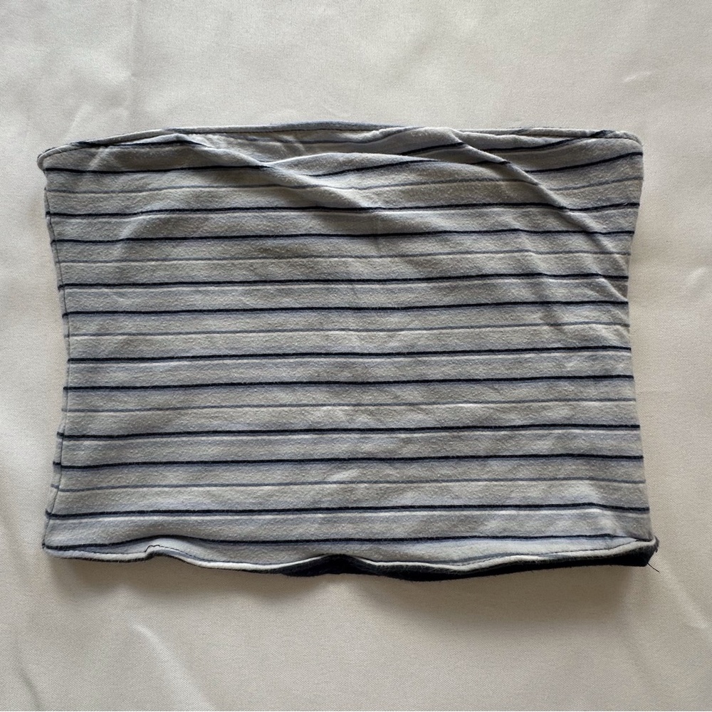 Reversible blue striped tube top